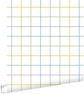 Obrázek produktu pro Tapeta ESTAhome s kostkovaným vzorem, žlutá, zelená, fialová a modrá, 50 x 900 cm