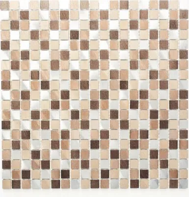 Produktbild von Mosaik Rückwand Aluminium beige braun Alu  kupfer Fliesenspiegel Küche MOS49-A971_f