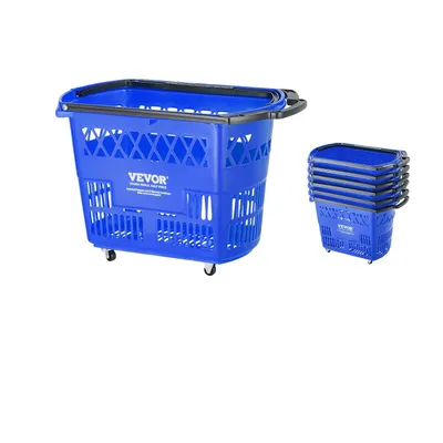 Obrázek produktu pro Pojízdné nákupní koše, objem 39 l, nosnost 75 liber, modré