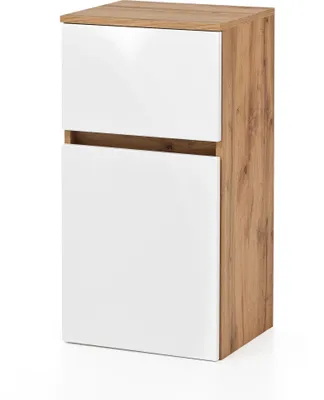 Produktbild von Unterschrank Badschrank Holzschrank "Kopenhagen I" Wotaneiche, Matt Weiß