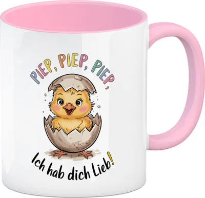 Produktbild von Ich hab dich lieb Küken Kaffeebecher in rosa