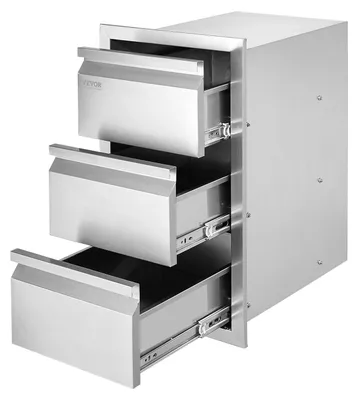 Immagine prodotto di Cassetto per cucina esterna - Cassetto portaoggetti - Cassetto per barbecue - Cassetto portaoggetti in acciaio inossidabile - Cassetto da cucina - A 3 ripiani - Acciaio inossidabile