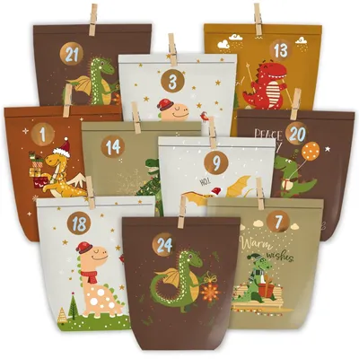 Produktbild von Adventskalender-Beutel zum Selbstbefüllen – Kraftpapier – 24 Stück – Mit Zahlenaufklebern 1-24