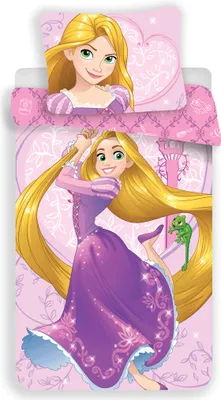 A product image of a Disney Princess Rapunzel themed duvet cover and pillowcase set.