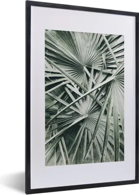 Produktbild von MuchoWow® Gerahmtes Poster Tropisch - Palmenblatt - Grün 40x60 cm - Poster mit Schwarzem Bilderrahmen Wandposter Rahmen Foto Bilder - Poster in Rahmen