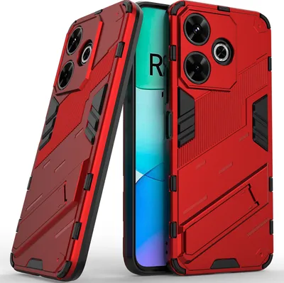 Produktbild von Armor Hülle für Xiaomi Redmi 13 Hybrid PC TPU Bumper Stoßfestes Schutzhülle mit Standfunktion Rot