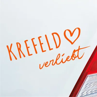 Produktbild von Auto Aufkleber Krefeld verliebt Herz Stadt Heimat Liebe Car 19x8 cm Orange Sticker Heckscheibenaufkleber