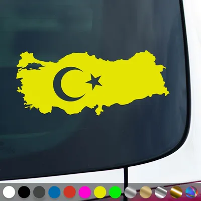 Produktbild von PantherPixel Türkei Aufkleber Wappen Umriss Flagge Fahne Türkiye Sticker Auto Geschenkidee Farbe Neon-Gelb
