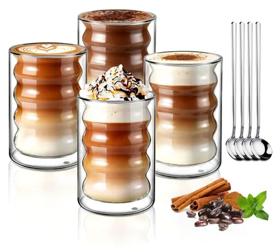 Produktbild von Doppelwandige Kaffeegläser – Set mit 4 Stück – 350 ml