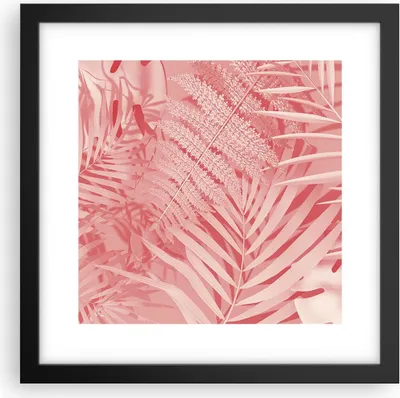 Produktbild von Gerahmtes Poster - Schwarzer Rahmen - Rosa Blätter Palmen - 30x30 cm - Wand Bild - Wanddeko - Wandbilder - Kunstposter - Wandposter - Bilderrahmen - Bilder - Kunstdruck - P2BAC30x30-4745
