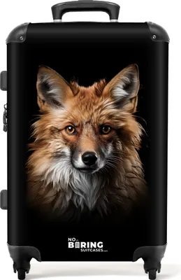 Produktbild von NoBoringSuitcases.com Koffer Mittelgroß 67x43x25 cm, Tiere auf schwarzem Hintergrund: Fuchs, 60L