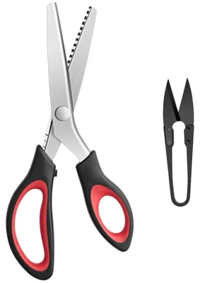 Produktbild von Zackenschere, Stoffschere, professionelle Nähschere, Zickzackschere für Stoff, 23 cm, schwarz und rot