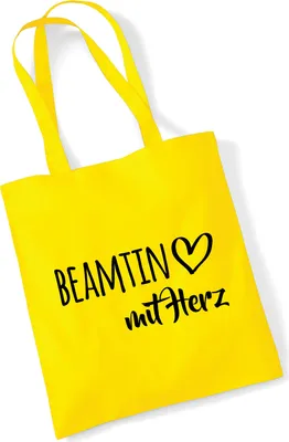 Produktbild von Huuraa Jutebeutel Beamtin mit Herz 10 Liter Yellow Baumwolle Tasche Geschenkidee