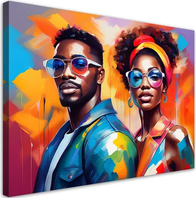Produktbild von Leinwandbild Abstraktion Menschen Bunte 100x70 Feeby Bunt bild für die wand bereit zum aufhängen
