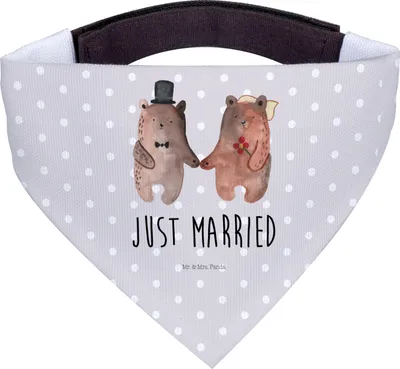Produktbild von Mr. & Mrs. Panda Halstuch Hund Bär Heirat - Grau Pastell - Geschenk, Tuch, Für Hunde, Teddy, Verheiratet Heirate Hochzeit Hochzeitsgeschenk Hochzeitspaar, Hunde-Halstuch