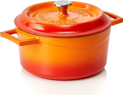 Produktbild von LAVA Kochtopf mit Deckel aus emailliertem Gusseisen Orange mit 2,8 Liter
