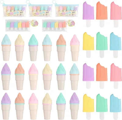 Productafbeelding van Mini viltstiften set, 30 stuks, met ijsdessins, in macaronkleuren, geschikt voor school en kantoor