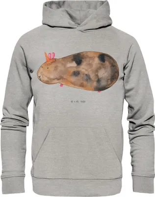 Produktbild von Mr. & Mrs. Panda Nachhaltiger Hoodie Einhorn Meerschweinchen Größe XS - Heather Grey - Geschenk, Unicorn, Kapuzenpullover, Einhörner, Sweatshirt, Pullover, Meerschwein