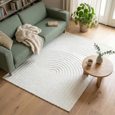 Produktbild von Volero - Teppich Wohnzimmer - Charm Curves Weiß - 120x170 cm - Wohnzimmer, Schlafzimmer - Modern, Skandinavisch