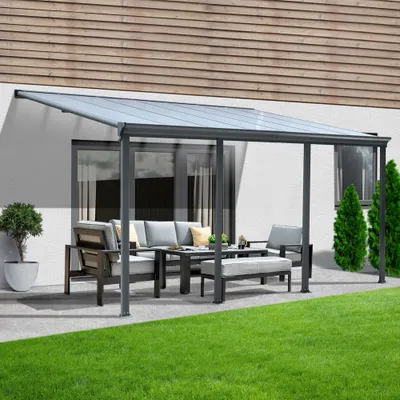 Produktbild von Terrassenüberdachung 618 x 303 x 226 / 278 cm (Grau)