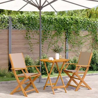 Produktbild von Maison Exclusive - 3-tlg. Bistro-Set Taupe Stoff und Massivholz