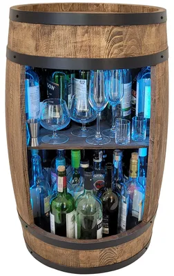 Immagine prodotto di Botte di vino come scaffale per vini - Mobile bar, mobile bar, tavolo da bar in legno, portabottiglie, decorazione, birra alla spina/bar domestico, cassettiera, botte di legno