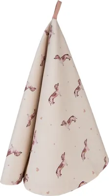 Produktbild von Clayre & Eef Geschirrtuch Ø 80 cm Beige Baumwolle Rund Dackel
