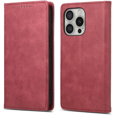 Produktbild von Mobigear Wallet iPhone 16 Pro Hülle Klapphülle Geldbörse - Rot