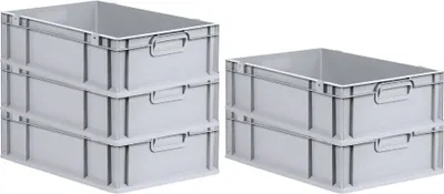 Produktbild von SuperSparSet 5x Eurobox NextGen Economy | Griffe geschlossen |HxBxT 17x40x60cm | 34 Liter | Eurobehälter, Transportbox, Transportbehälter, Stapelbehälter