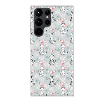 Produktbild von MuchoWow® Handyhülle Schutzhülle Hülle für Samsung Galaxy S22 Ultra Muster - Katze - Herz - Mädchen - Kinder - Mädchen Silikon Softcase Handy Hülle - Abbildung