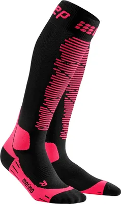 Produktbild von CEP lyžařské merino* ponožky, dámské černé/růžové II