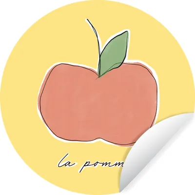 Produktbild von MuchoWow® Runde Wandtattoo - Wandsticker Tapete Aufkleber Apfel - Obst - Text Ø 100 cm Selbstklebend und Repositionierbar - Wandaufkleber - Kreis - Tapetenkreis - Wandbild rund - Schlafzimmerdekoration - Wanddeko - runde Tapete - Kunst für zu Hause