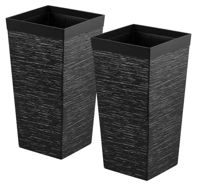 Image de Jeu de 2 pots de fleurs de 300x300x580 mm, pots de fleurs, jardinières, bacs de plantation en PP, bacs de culture avec pot intérieur et trous de drainage