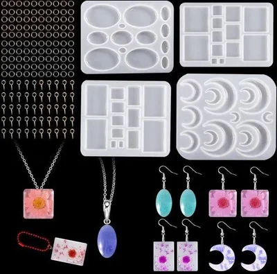 Produktbild von Famanu Ohrstecker-Set 190 Stück Zubehör - Silikonformen für Mond und Oval