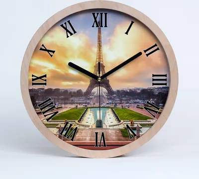Produktbild von Holzuhr 20fi cm wanduhr - schwarze Spitzen - Eiffelturm Paris