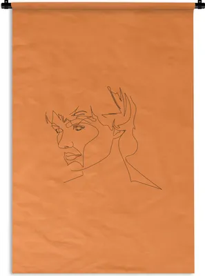 Produktbild von MuchoWow® Wandteppich Wandbehang Mann - Porträt - Strichzeichnung 90x135 cm Tapisserie Dekoration Wandtuch - Baumwolle - Wandskulptur