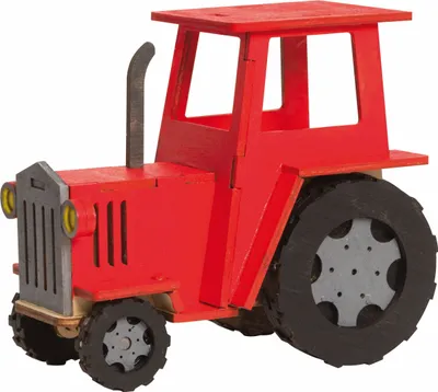 Produktbild von Drechslerei Kuhnert - Bastelset für Fortgeschrittene - Traktor  - Dekofigur zum Selbstgestalten - Maße ca. 13x8x11cm - für Traktorliebhaber