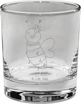 Produktbild von Mr. & Mrs. Panda Tumbler Biene Blume - Transparent - Geschenk, Glas für Gin, Hummel, gravur, Trinkglas, Cocktailglas