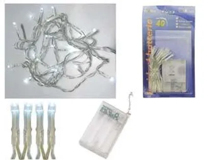 Zdjęcie produktu dla Oświetlenie wewnętrzne na baterie, 40 diod LED o barwie światła zimnej bieli – 0,2 m + 2,4 m