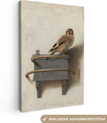 Zdjęcie produktu dla MuchoWow® - Obraz na płótnie - Szczygieł - Carel Fabritius, obraz na ścianę, dekoracja ścienna do salonu, 20x30cm