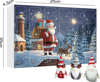Produktbild von 2024 Weihnachtswichtel-Adventskalender, 24 Tage Countdown bis Weihnachten, Plüsch-Zwerg-Ornament, Miniatur-Zwergpuppen-Spielzeugset