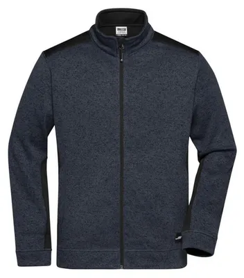 Produktbild von James and Nicholson - "Strong" Fleecejacke für Herren - Arbeit LT6057 (3XL) (Karbon Schwarz Melange/Schwarz)