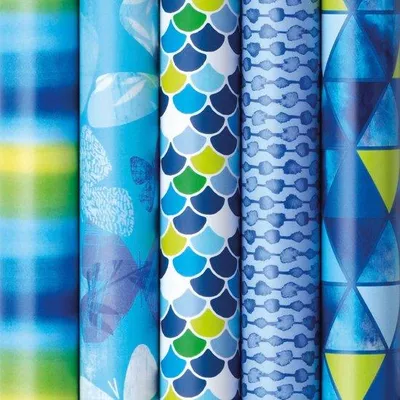 Productafbeelding van Blue luxe cadeaupapier inpakpapier - 200 x 70 cm - 3 rollen