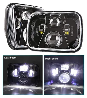 Produktbild von 2er-Set universelle 45W LED-Scheinwerferlampe / Halogen, 12–24V, Abblend-/Fernlicht, 20 x 14 cm, für ATV, Jeep, Motorrad, LKW, T