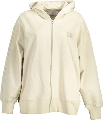 Produktbild von Damen-Kapuzen-Sweatshirt Beige aus recycelter Baumwolle mit Reißverschluss