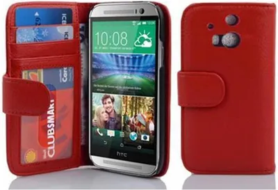 Produktbild von Cadorabo Hülle für HTC ONE M8 in Rot Backcover Handy Schutz Hülle Book Case Booklet Kartenfächer