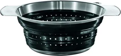 Image de Passoire pliable en acier inoxydable, noire, 24 cm de diamètre