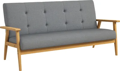 Produktbild von HOMCOM 3-Sitzer Sofa, Couch mit Armlehnen, Rückenkissen, Leinenoptik Dunkelgrau