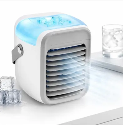 Produktbild von USB 3in1 Luftkühler Ventilator mit Befeuchtung, LED Licht, 3 Stufen, tragbar, leise, energiesparend, ideal für Sommer Kühlung