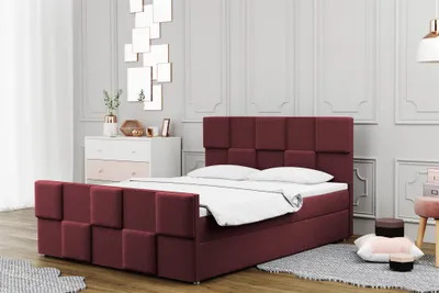 Produktbild von Boxspringbett Schlafzimmerbett MURILO 140x220cm in Stoff Monolith Weinrot